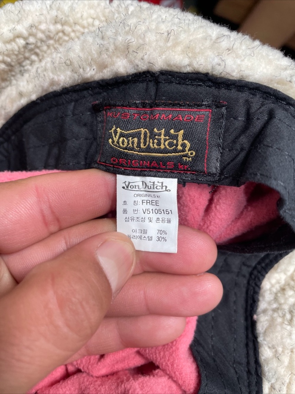 VTG Von Dutch Trapper Hat Pilot Aviator Fur Lined Beanie Women’s RARE - Picture 5 of 10